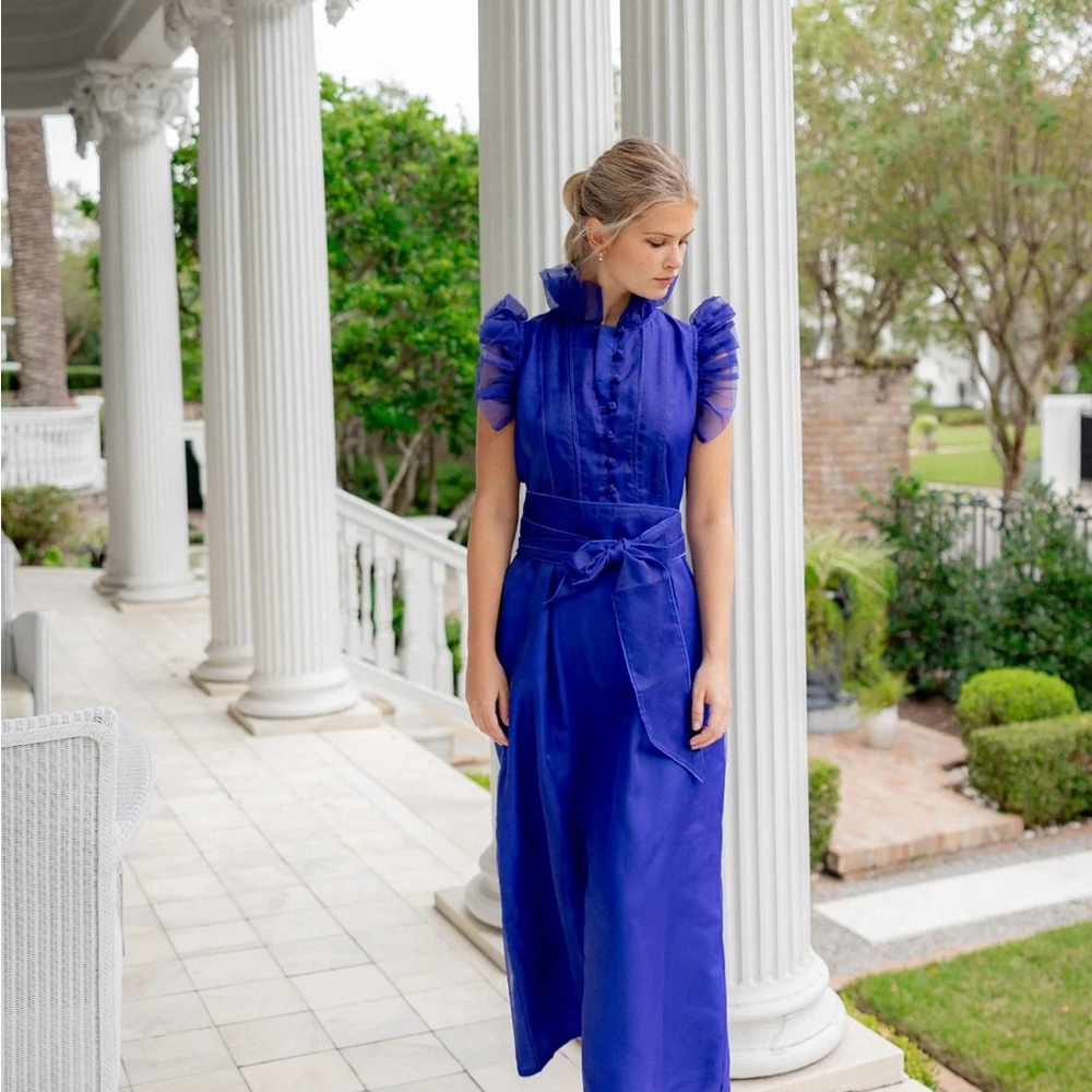 SUE SARTOR Fairfield | Majorelle Blue Organza Midi Dress